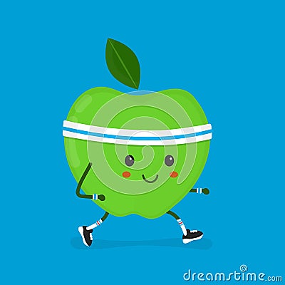 Fitness sport run apple Vector modern flat Vector Illustration