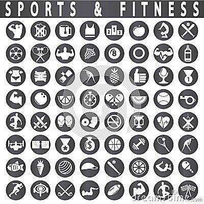 Fitness and sports Icons Vector Illustration