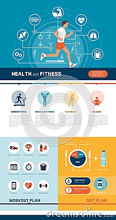 Fitness and sports infographic Vector Illustration