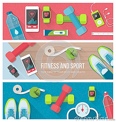 Fitness and sports Vector Illustration