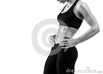 Fitness sporty woman showing her well trained body Stock Photo