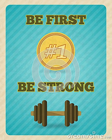 Fitness strength exercise motivation poster Vector Illustration