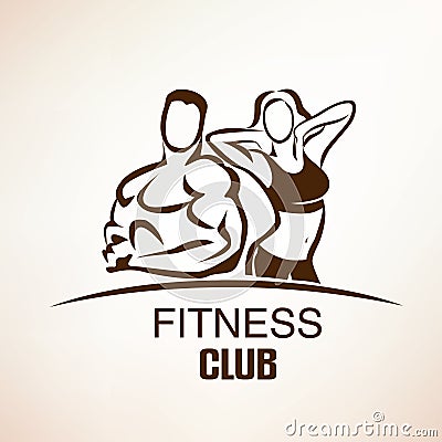 Fitness symbol, outlined vector sketch Vector Illustration