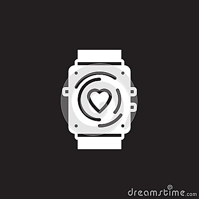 Fitness tracker icon vector, smartwatch solid flat sign, pictogram isolated on black Vector Illustration