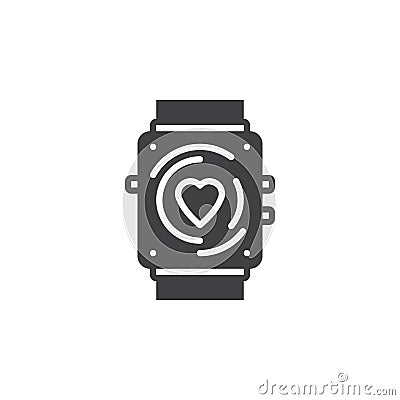 Fitness tracker icon vector, smartwatch solid flat sign, pictogram isolated on white Vector Illustration