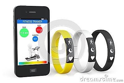 Fitness Trackers with Mobile Phone Stock Photo