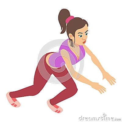 Fitness trainer icon isometric vector. Girl trainer in sportswear during workout Stock Photo