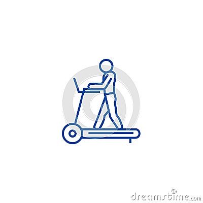 Fitness treadmill line icon concept. Fitness treadmill flat vector symbol, sign, outline illustration. Vector Illustration