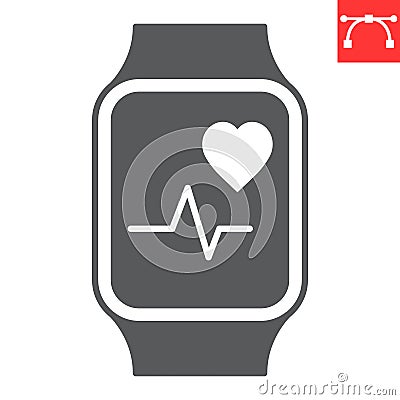 Fitness watch glyph icon Vector Illustration