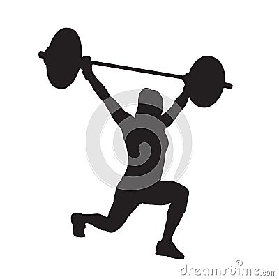 Fitness woman with barbell, weight lifting. Strength training. L Vector Illustration