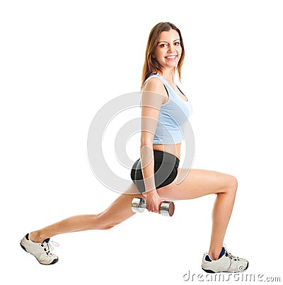 Fitness woman doing lunge exercise Stock Photo