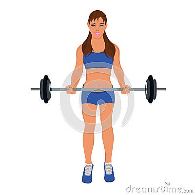 Fitness woman exercising with barbell, vector illustration Vector Illustration