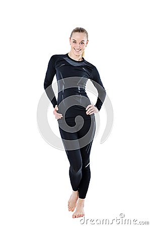 Fitness woman portrait - isolated on white Stock Photo