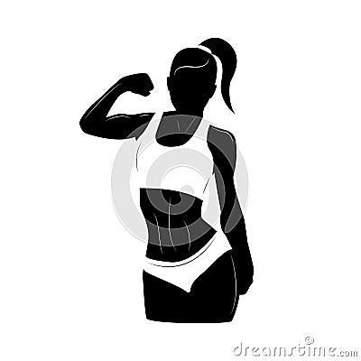 Fitness woman silhouette with modern line elements. Vector Illustration