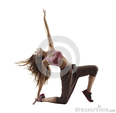 Fitness Woman Sport Dance, Girl Dancing Breakdance Gymnastic Stock Photo