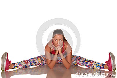 Fitness woman in sport style standing against isolated white background Stock Photo