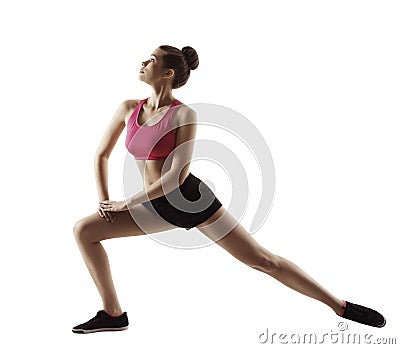 Fitness Woman Stretch Gymnastics Workout, Stretching Legs Sport Stock Photo