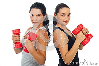 Fitness women holding dumb bell Stock Photo