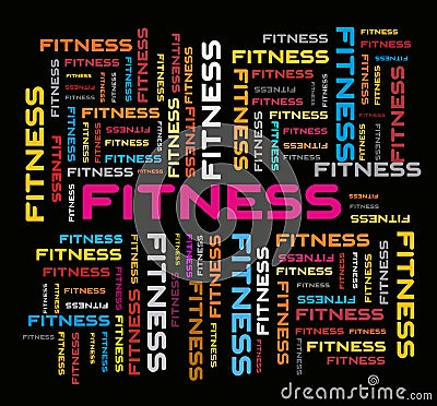 Fitness Word Cloud Image, Concept Background Stock Photo