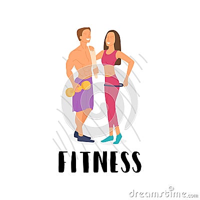 Fitness young energetic family involved in sport Vector Illustration