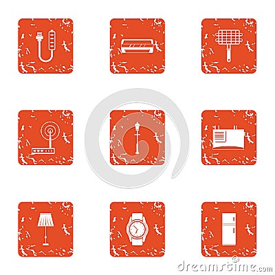 Fitter icons set, grunge style Vector Illustration