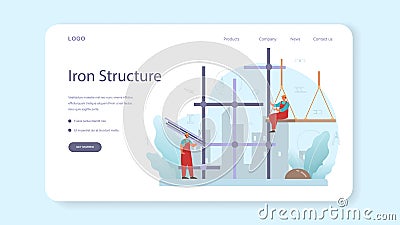 Fitter or installer web banner or landing page. Industrial builder Vector Illustration