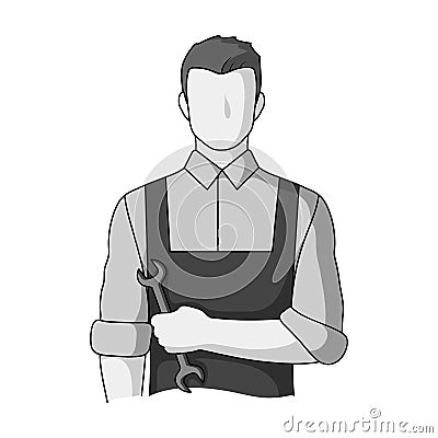 Fitter mechanic.Professions single icon in monochrome style vector symbol stock illustration web. Vector Illustration