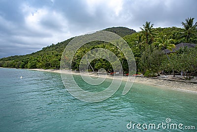 Welcome Bay on Fitzroy Island next to Ferry terminal outside of Cairns, Queensland Australia. Stock Photo