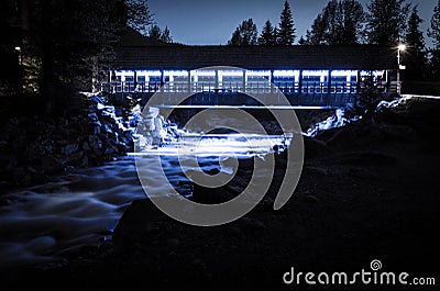 Fitzsimmons creek foot bridge at night Stock Photo