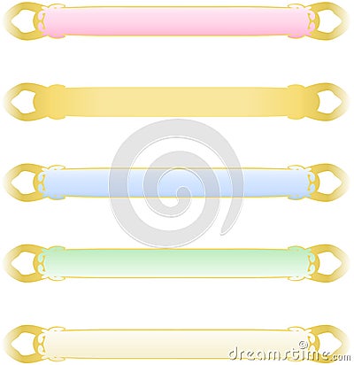 Five abstract colour banners with Golden metallic border vector Vector Illustration