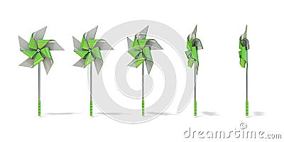 Five angles views of five sided pinwheel Cartoon Illustration