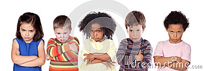 Five angry children Stock Photo