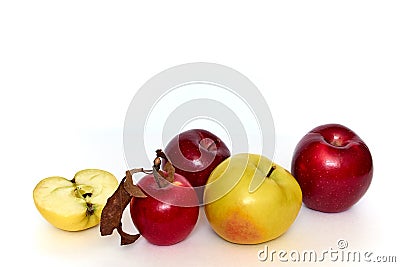 Five apples, isolated on a white background Stock Photo