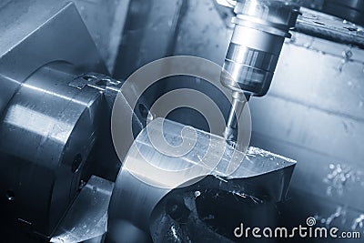 The five-axis Computer Numerical Control CNC machine Stock Photo