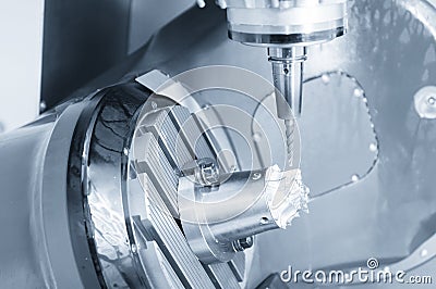 The five-axis Computer Numerical Control CNC machine Stock Photo