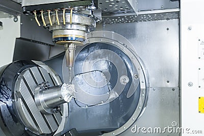 The five-axis Computer Numerical Control CNC machine Stock Photo