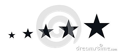 Five Black Stars Vector Illustration