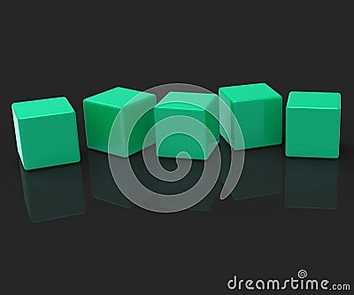 Five Blank Blocks Show Copyspace For 5 Letter Word Stock Photo