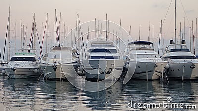 Five boats in the harbour, Split, Croatia Stock Photo