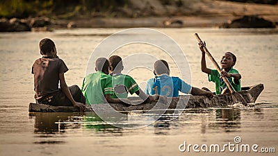 Okavango Boys Editorial Stock Photo