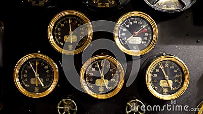 Panel of Five Gauges Stock Photo