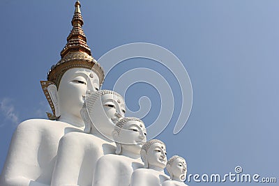 Five Buddha statue on Wat Phasornkaew Stock Photo