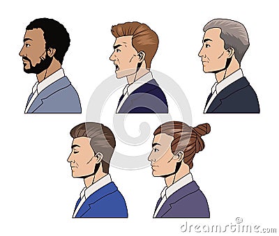 five businessmen characters Vector Illustration