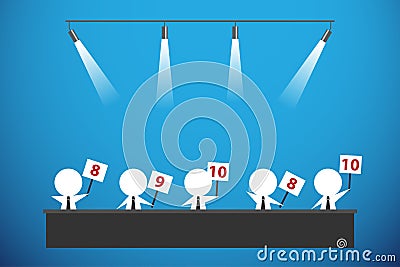 Five businessmen showing score cards, business concept Vector Illustration