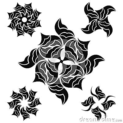 Five calligraphical stars Vector Illustration