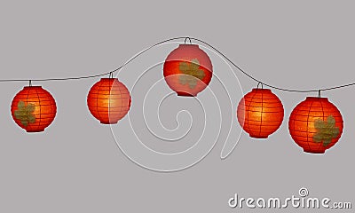 Five chinese lanterns lampion Stock Photo