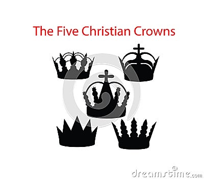 The Five Christian Crown Silhouettes Vector Illustration