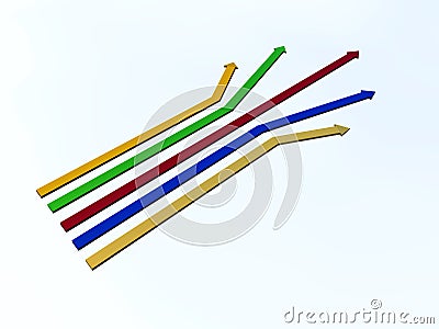 Five color arrows Stock Photo
