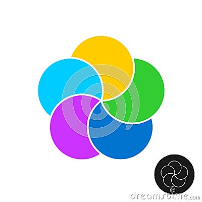 Five color circles infographic elements template. 5 round parts graphic design. Vector Illustration