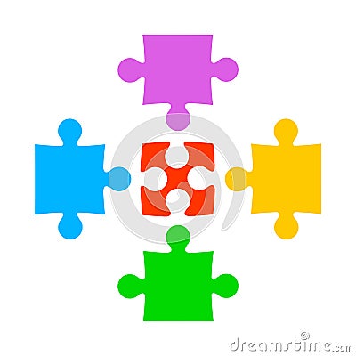 Five color puzzle - vector Vector Illustration